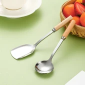 DIY Mini Paslanmaz Çelik Çocuklar İçin Kürek Sofra Takımı - Yuvarlak Kaşık - 4