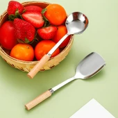 DIY Mini Paslanmaz Çelik Çocuklar İçin Kürek Sofra Takımı - Kare Kürek ve Yuvarlak Kaşık Seti - 5