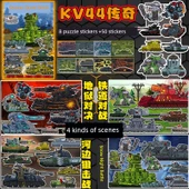 Tank Savaşları DIY Manyetik Sessiz Kitap Bulmacası - İki Paket [KV44 Tank + Rat Tank] - 7