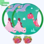 Zıplayan Çember Top Oyuncakları - Yeşil Dinozor (2 raket 2 top) - 1-8 yaş - 1