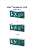 Cata Acil Çıkış Exıt Led Armatür (3 Adet) Aşağı Yön (şarjlı) - 1