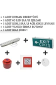 Cata 60 LED IŞILDAK-İKAZ ZİLİ - İKAZ BUTONU - IŞIKLI ACİL ÇIKIŞ EXIT TABELASI - DUMAN DEDEKTÖRÜ 5' Lİ SET - 1