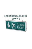 Cata Acil Çıkış Exıt Led Armatür (3 Adet) Aşağı Yön (şarjlı) - 2