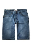 Slim Fit Esnek Rahat Kumaş Mavi Kısa Kot Şort - 1