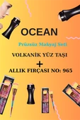 Ocean Volkanik Yüz Taşı + Makyaj Fırçası No:965 | Cilt Yağı Emilimi & Pürüzsüz Makyaj Seti thumbnail 1