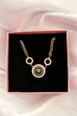 Trade Bazaar Gold Renk Medusa Model Çelik Zirkon Taşlı Madalyon Kolye - 2