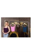 Kadın Kırmızı Fit Askılı Triko Crop Bluz – Yazlık Basic Şıklık thumbnail 4