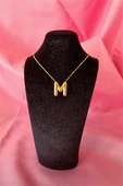 M Harfi Kadın Çelik Kolye - 1