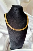 Çelik Gold Desenli Geçmeli Kolye - 2