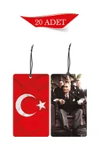 ByMeyla Türk Bayrağı ve Atatürk Tasarımlı 20'li Dekoratif Oto Kokusu Ve Oto Aksesuarı - 1