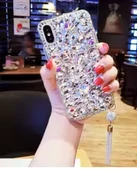 Iphone 14 Pro MAX Uyumlu Şeffaf Badem Kristal Kaplı Taşlı Kılıf PÜSKÜL DETAYLI - 1