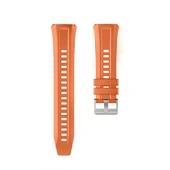 Huawei Watch Gt5 Pro 46mm İle Tam Uyumlu Kordon Metal Tokalı Yumuşak Silikon Kordon Kayış  Turuncu thumbnail 4