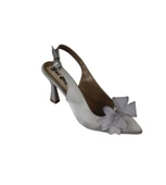 YAZKIŞ Kadın Siyah Gümüş Saten Üzeri Fiyonk Toka 9cm Kadeh Topuk Arkası Açık Steletto Ayakkabı thumbnail 4