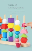 Montessori Renk Eşleştirme İp Boncuk Seti - Ahşap Saat Öğretici Aracı ile Boncuklu Yapı Seti - 10