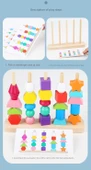 Montessori Renk Eşleştirme İp Boncuk Seti - Ahşap Saat Öğretici Aracı ile Boncuklu Yapı Seti - 12