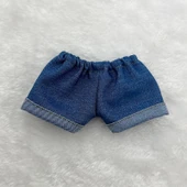 Bebek Kıyafetleri - Koyu Mavi Kot Flanga Şort - 10cm Bebek - 1