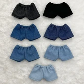 Bebek Kıyafetleri - Koyu Mavi Kot Flanga Şort - 10cm Bebek - 9