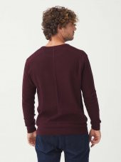 Bisiklet Yaka Pamuklu Slim Fit Kazak Bordo - 2