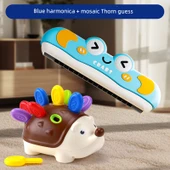 Çocuklar için Harmonik - Mavi Karikatür Yengeç ve Mozaik Kirpi thumbnail 1