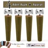 4 Adet Ahşap Ayak 15 Cm Orman Yeşili M8 Civatalı Bağlantı Aparatlı Dolap Mobilya Koltuk Kanepe Destek Ayağı Ayakları thumbnail 1