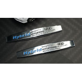 Hyundai Hybrid Logo Yan Çamurluk 3M 3D Krom Metal Logo Amblem - 4