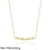 Beş Kalp Tek Taş Aile Kolyesi 14 Ayar Altın Kolye thumbnail 2