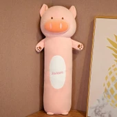 Hayvan Şeklinde Uzun Bantlı Bacak Yastığı - Pembe Domuz - 130cm - 1