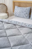 Rivaİstanbul Gri Çiçekli Loura Tek Kişilik Çift Taraflı Lüx Wellsoft Yorgan Seti 155x215 cm - 5