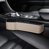 Cbtx Sürücü Tarafı Telefon İçecek Kutusu Tutucu Koltuk Boşluğu Düzenleyici - Bej / Deri Malzeme - 1