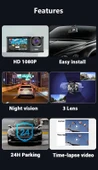 HD 1080P 3 Lens Araç Kamerası - Ön + İç + Arka (WIFI) - 7