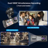 HD 1080P 3 Lens Araç Kamerası - Ön + İç + Arka (WIFI) - 10