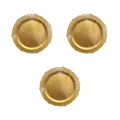 Dayanıklı Mika Plastik Tabak - Tek Kullanımlık, Şık ve Hijyenik Sunum - Altın - 6 Adetlik 3 Paket thumbnail 2