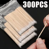 Ahşap Pamuklu Kulak Çubuğu - 300 Adet - 7cm - Dövme Temizleme ve Kirpik Uzatma - 1