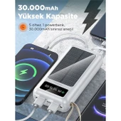 ACL Pw-61 30.000mah Güneş Enerjili Powerbank Beyaz - 5 Cihaz Aynı Anda Şarj - Usb-c & Lightning - Mi - 3