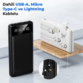 ACL Pw-82 10.000mah Powerbank Beyaz - Çoklu Şarj Kablolu, Taşınabilir Şarj Cihazı - 3