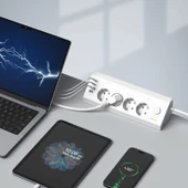 Fulltech Ftr-22 Gece Lambalı Akım Korumalı Çoklu Priz - Beyaz - 1