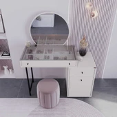 Dior Aynalı Makyaj Masası - Vizon 108x134x47 cm - 2