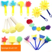 DIY Graffiti Sünger Anaokulu Boyama Rulosu Fırça - 6 Parça Geometrik Şekil Sünger Fırça - 5