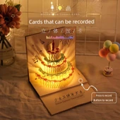 3D Pop Up Doğum Günü Kartı - Kayıtlı Işık Dilek Kartı - 1