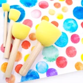 DIY Graffiti Sünger Anaokulu Boyama Rulosu Fırça - 6 Parça Geometrik Şekil Sünger Fırça - 3