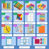 Birinci Sınıf Matematik Öğretim Araçları Seti - Depolama Çantası Gelişmiş 15 Parça Set - 1