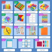 Birinci Sınıf Matematik Öğretim Araçları Seti - Depolama Çantası 15 Parça Set - 1