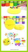 DIY Graffiti Sünger Anaokulu Boyama Rulosu Fırça - Küçük Sapan 4 Parça Sünger Fırça - 9