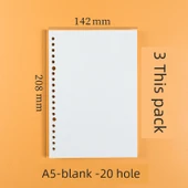 A5 Gevşek Yaprak Kağıt Değiştirme Defteri - A5 Boş 20 Delik (300 sayfa/600 sayfa) - 1