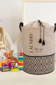 Flora Torbalı Çamaşır Oyuncak Sepeti, Ağzı Büzgülü Dekoratif Saklama Sepeti (35x50cm) - 6