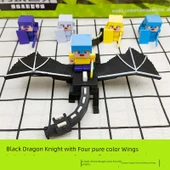 Minecraft Silgi Figürü - Siyah Ejderha Şövalyesi ve Dört Tek Renk Küçük İnsan - 1