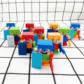 Minecraft Silgi Figürü - Siyah Ejderha Şövalyesi ve Dört Tek Renk Küçük İnsan - 9