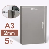 A3 İki Taraflı Gri Karton - 2.0mm Kalınlık - 5 Sayfa - 1