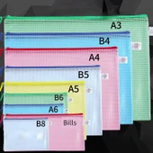 A4 Fermuarlı Dosya Çantası - B4 Kalın Izgara - Renk Rastgele - 5 Adet - 2