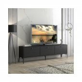 Woodn Love Etna Premium Metal Ayaklı Dolaplı 160 Cm Tv Ünitesi - Wood Siyah / Siyah - 1